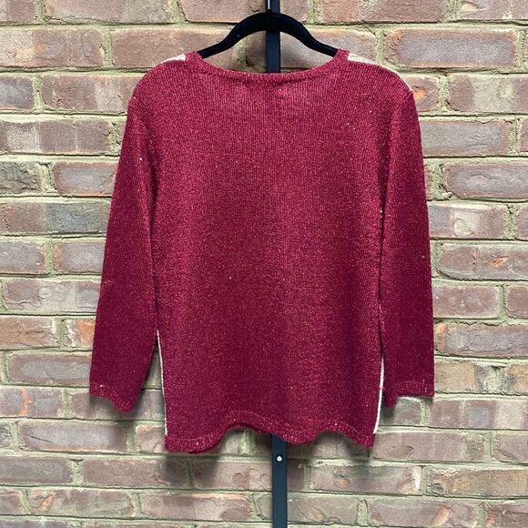 Alfred Dunner Burgundy & Gold Sparkle Sweater Size Small - Picture 4 of 4